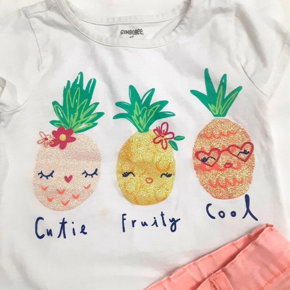 2 for $15 Size 3T Gymboree Shirt Metallic Glitter Pineapples Grananimals Shorts